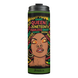 Modern Black Woman Motivational Script Typography  Thermal Tumbler