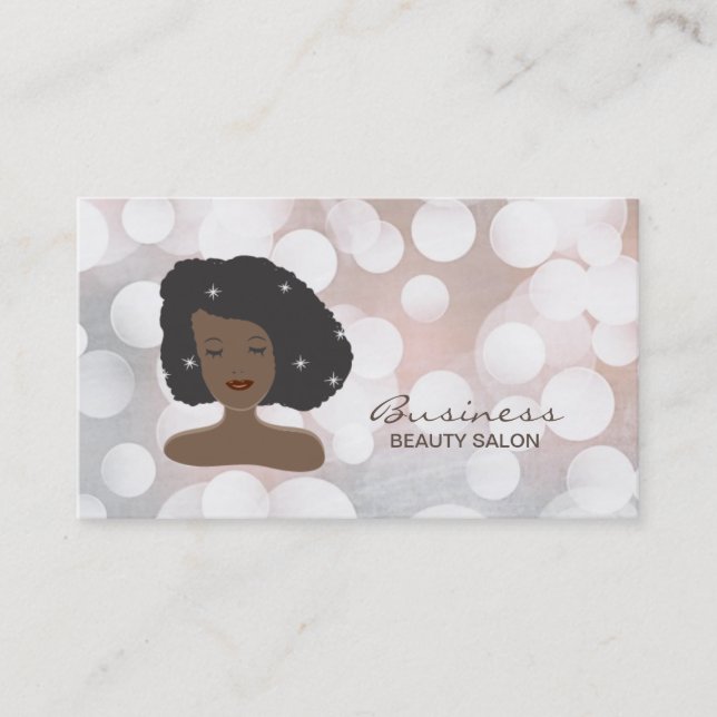 Modern Black Women Beauty Salon Business Card (Front)