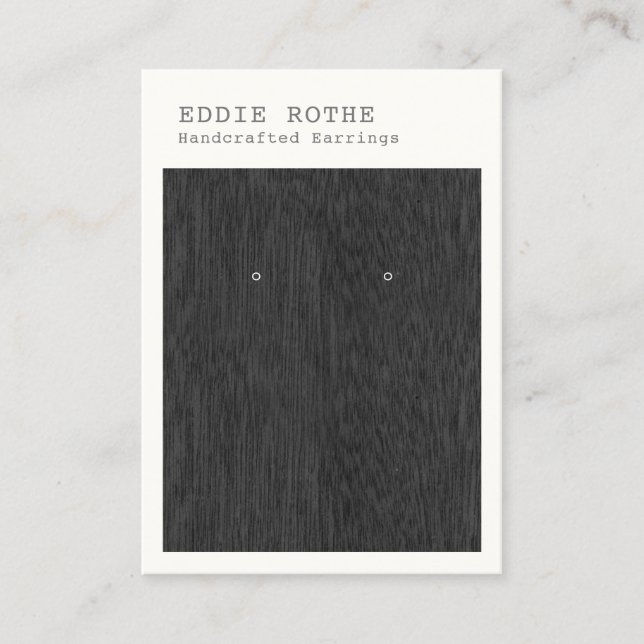 Modern Black  Wood Earring Display Business Card (Front)