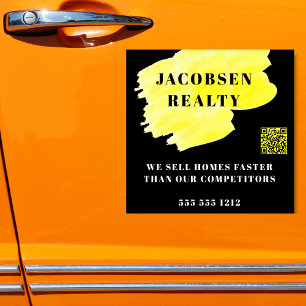 Modern Black Yellow Business QR Code Marketing