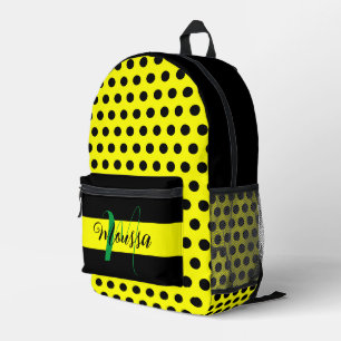 Modern Black Yellow Colour - Initial Name Monogram Printed Backpack