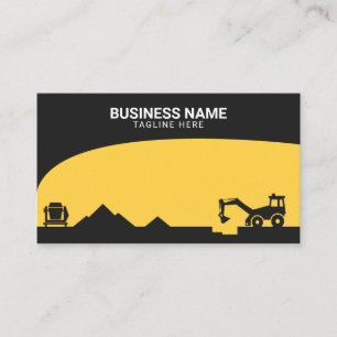 Modern Black & Yellow Construction Site Silhouette Business Card