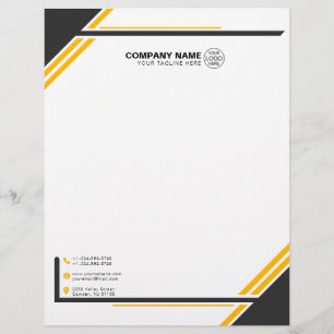 Modern Black & Yellow Geometric Letterhead