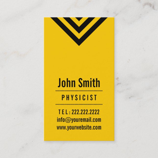 Modern Black & Yellow Physicist Business Card (Front)
