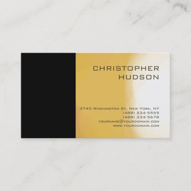 Modern Black Yellow Plain Business Card (Front)