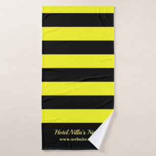 Modern Black & Yellow Stripes Custom Business Logo Bath Towel Set