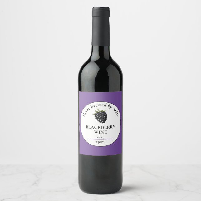 Modern Blackberry Wine Bottle Label (Front)