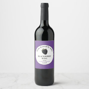 Modern Blackberry Wine Bottle Wine Label