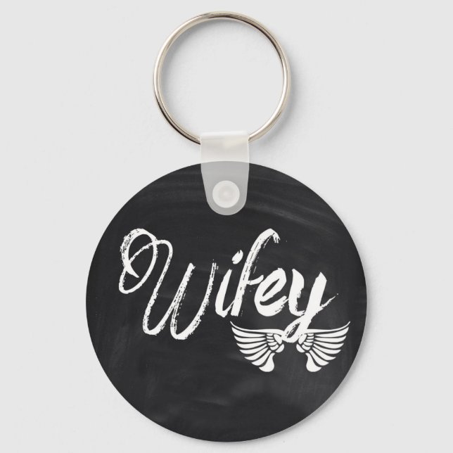 modern blackboard scripts honeymoon wifey key ring (Front)