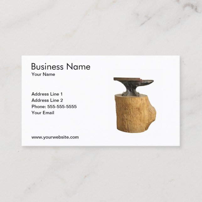 Modern Blacksmith Anvil Business Card Template (Front)