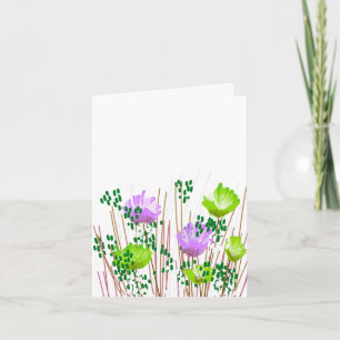 Modern Blank Botanical Note Card Stationery
