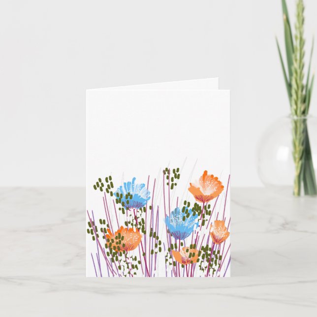 Modern Blank Botanical Note Card Stationery (Front)