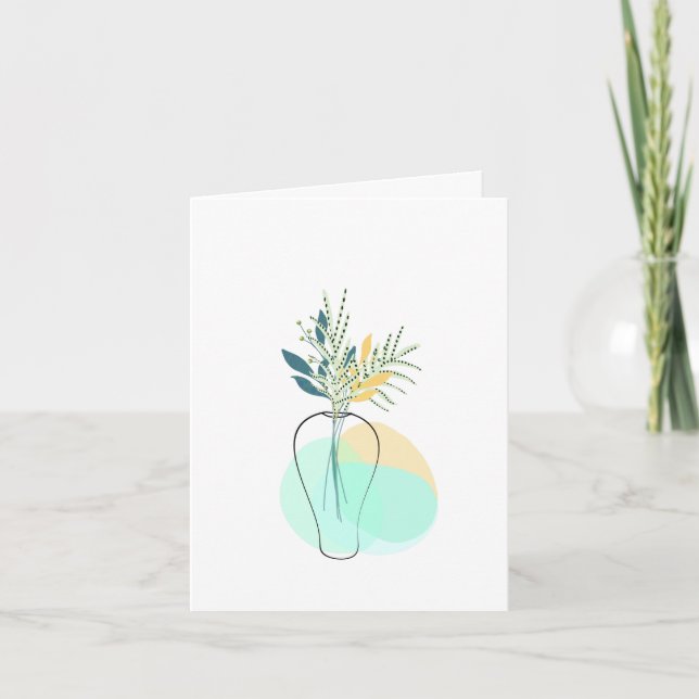 Modern Blank Botanical Note Card Stationery (Front)