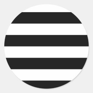 Modern Blank White and Black Stripes Classic Round Sticker