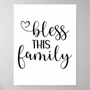 Modern bless this family quote typography  poster