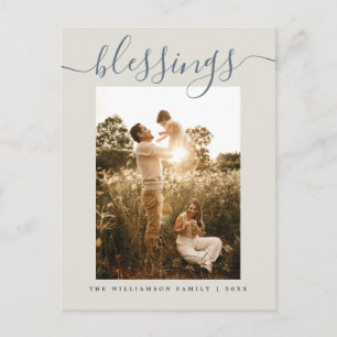 Modern Blessings Cream Christmas Holiday Postcard