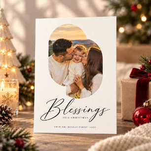 Modern Blessings Organic Photo Religious Christmas Holiday Card