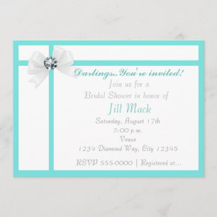 Modern Bling & Bow Chic Bridal Shower Party Invitation
