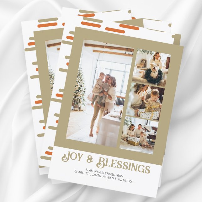 Modern Block 4 Photo Christmas Personalised Holiday Card (Modern Block 4 Photo Christmas Personalized Holiday Cards from Ricaso)