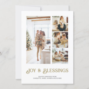 Modern Block 4 Photo Christmas Personalised Holiday Card