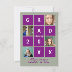 Modern Block Letters & Photo - 3X5 Grad Invitation