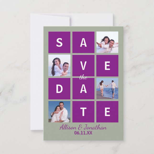 Modern Block Letters & Photo - 3X5 Save the Date (Front)