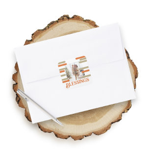 Modern Block Photo Christmas Personalised Square Sticker