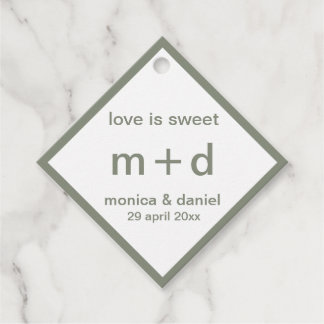 Modern Block Typography Sage Green Love Is Sweet Favour Tags