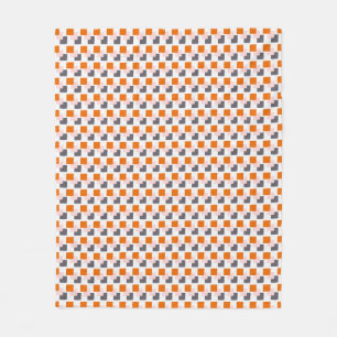 Modern Blocks Orange Pink Grey Fleece Blanket