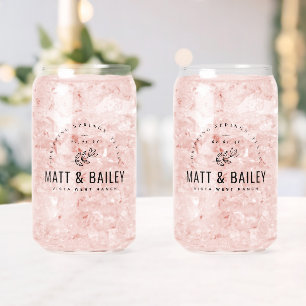 Modern Bloom Wedding Monogram Can Glass
