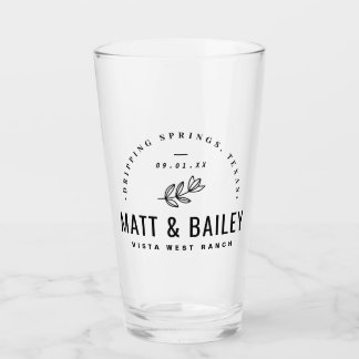 Modern Bloom Wedding Monogram Glass