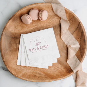 Modern Bloom Wedding Monogram   Mauve Napkin