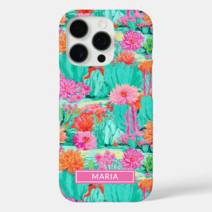 Modern Blooming Cacti Personalised iPhone 16 Pro Case