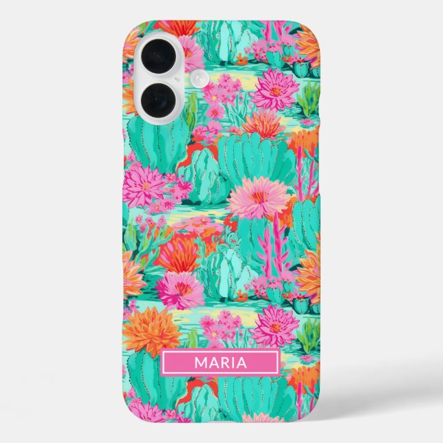 Modern Blooming Cacti Personalised Case-Mate iPhone Case (Back)