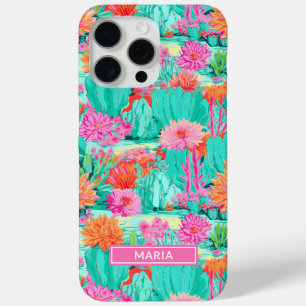 Modern Blooming Cacti Personalised iPhone 15 Pro Max Case