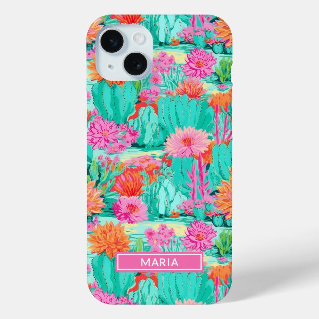 Modern Blooming Cacti Personalized Case-Mate iPhone Case (Back)