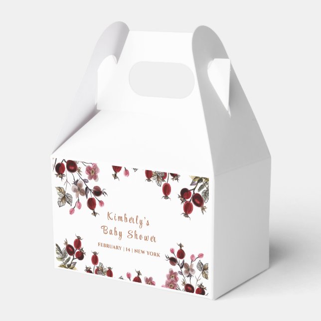 Modern Blooming Wildflower Berry Baby Shower  Favour Box (Front Side)