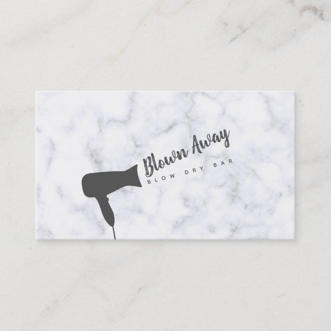 modern blow dry bar hairstylist marble granite business card (Front)