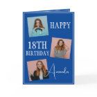 Modern Blue 3 Photo Collage 18th Birthday