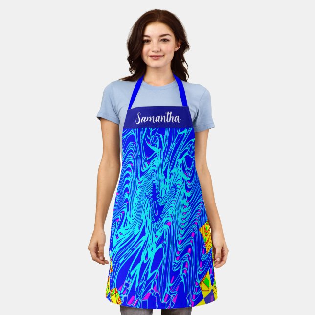 Modern Blue Abstract Art  Painting Apron (Worn)