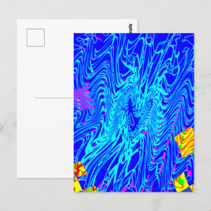 Modern Blue Abstract Art Painting Postcard