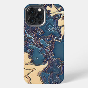 Modern Blue Abstract Cool Masculine Artwork iPhone 13 Pro Max Case