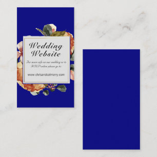 Modern Blue Abstract Floral Wedding Website Enclosure Card