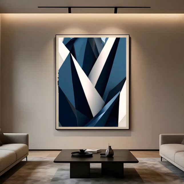 Modern Blue Abstract Geometric 3D Canvas Print (Creator Uploaded)