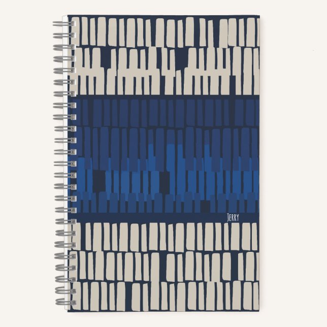 Modern Blue Abstract Geometric Notebook (Front)