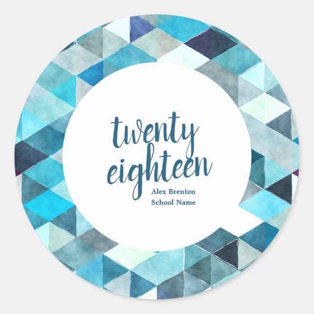 Modern Blue Abstract Graduate Custom Stickers (Front)