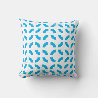 Modern Blue Abstract Interlocking Dash Geometric T Cushion