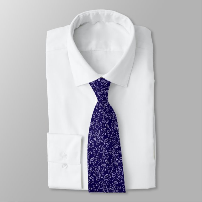 Modern Blue Abstract Necktie (Tied)