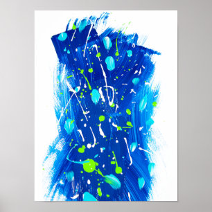 Modern Blue Abstract Painting Poster
