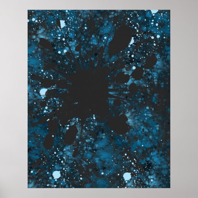 Modern Blue Abstract Poster (Front)